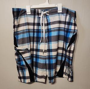 Super Freak Plaid Swim‎ Trunks Board Shorts Large A54